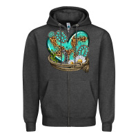 Charcoal Heather turquoise western heart with horseshoe Zipper Hoodie - texasbilliewilder