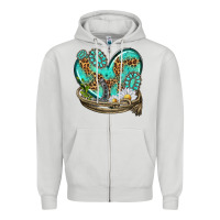 Dove Grey turquoise western heart with horseshoe Zipper Hoodie - texasbilliewilder