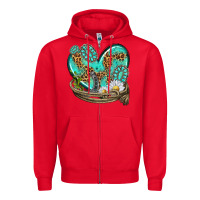 Red turquoise western heart with horseshoe Zipper Hoodie - texasbilliewilder
