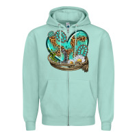 Seafoam turquoise western heart with horseshoe Zipper Hoodie - texasbilliewilder