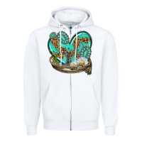 White turquoise western heart with horseshoe Zipper Hoodie - texasbilliewilder