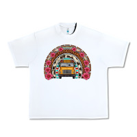 White school bus leopard cowhide rainbow Urban Heavy Tee - Artiststas