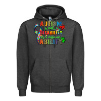 Charcoal Heather autism is not a disability its a different ability Zipper Hoodie - Zillion Design Studio