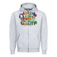 Heather Grey autism is not a disability its a different ability Zipper Hoodie - Zillion Design Studio