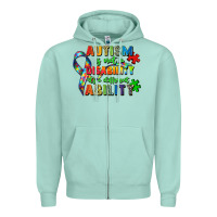 Seafoam autism is not a disability its a different ability Zipper Hoodie - Zillion Design Studio