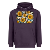 Plum cowhide sunflower pattern Heavyweight Hoodie - Zillion Design Studio