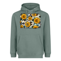 Sage cowhide sunflower pattern Heavyweight Hoodie - Zillion Design Studio