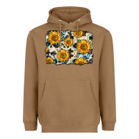 Toasted Coconut cowhide sunflower pattern Heavyweight Hoodie - Zillion Design Studio