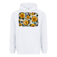 White cowhide sunflower pattern Heavyweight Hoodie - Zillion Design Studio