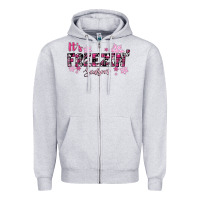 Heather Grey It's Freezin Season Pink Christmas Zipper Hoodie - RanaPortraitStore
