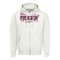Oatmeal Heather It's Freezin Season Pink Christmas Zipper Hoodie - RanaPortraitStore