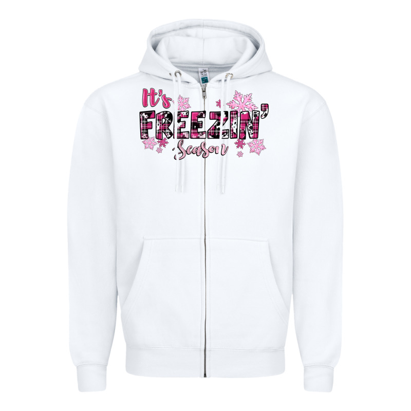 It's Freezin Season Pink Christmas Zipper Hoodie by RanaPortraitStore | Teevron