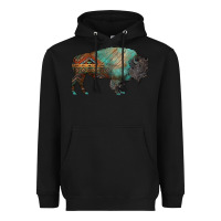 Black aztec bison Heavyweight Hoodie - RanaPortraitStore