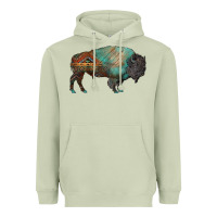 Matcha aztec bison Heavyweight Hoodie - RanaPortraitStore