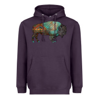 Plum aztec bison Heavyweight Hoodie - RanaPortraitStore
