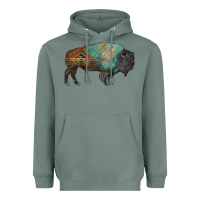 Sage aztec bison Heavyweight Hoodie - RanaPortraitStore