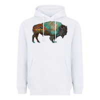 White aztec bison Heavyweight Hoodie - RanaPortraitStore