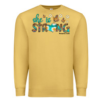 Antique Gold she is strong Premium Sweatshirt - HRA Design Shop
