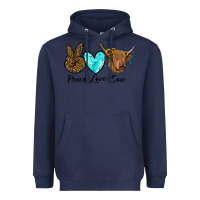 Navy peace love cow Heavyweight Hoodie - RanaPortraitStore