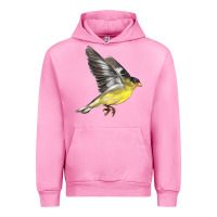 Fuchsia Pink Flying American Goldfinch Urban Hoodie - LillyAllenDesigns