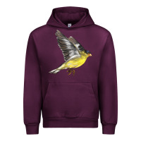 Mauve Wine Flying American Goldfinch Urban Hoodie - LillyAllenDesigns