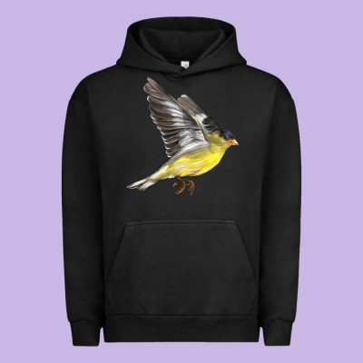 Flying American Goldfinch Urban Hoodie Designed By Lillyallendesigns