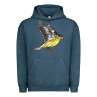 Pigment Midnight Navy Flying American Goldfinch Urban Hoodie - LillyAllenDesigns