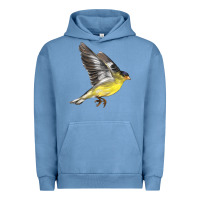 Pigment Pebble Blue Flying American Goldfinch Urban Hoodie - LillyAllenDesigns