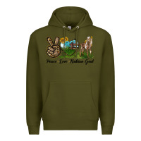 Army Green Peace Love Nubian Goat Premium Hoodie - LillyAllenDesigns