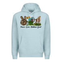 Blue Mist Peace Love Nubian Goat Premium Hoodie - LillyAllenDesigns