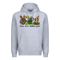 Heather Grey Peace Love Nubian Goat Premium Hoodie - LillyAllenDesigns