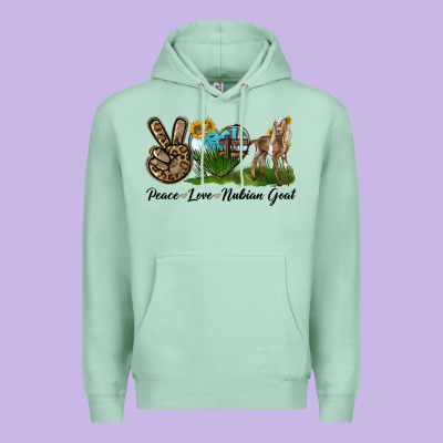 Peace Love Nubian Goat Premium Hoodie Designed By Lillyallendesigns