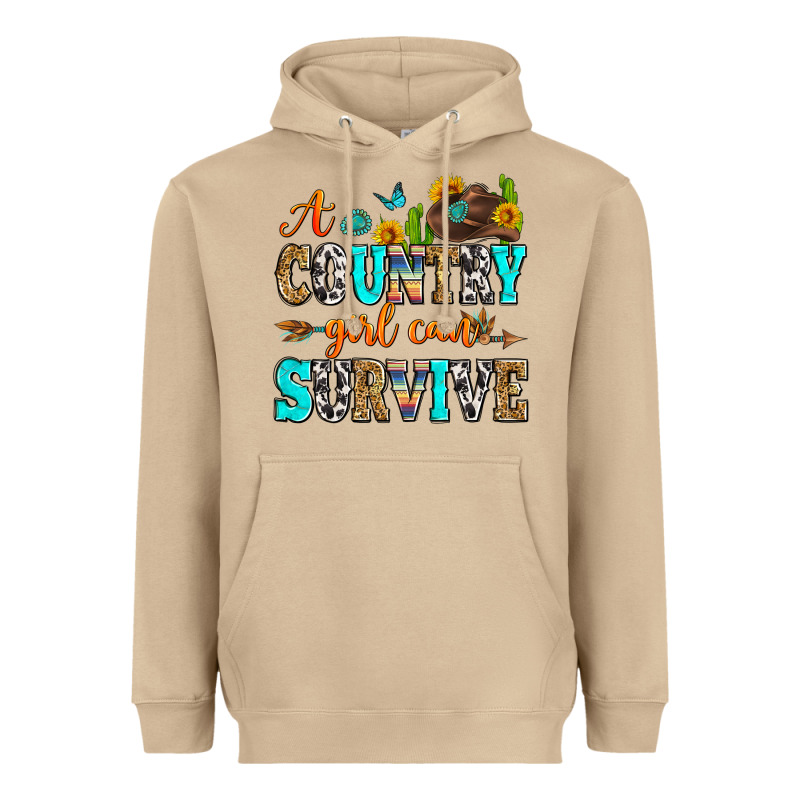 A Country Girl Can Survive Heavyweight Hoodie by Zillion Design Studio | Teevron