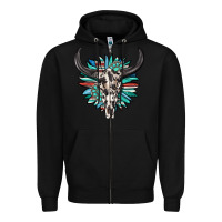 Black western bull skull with sunflower and gemstone Zipper Hoodie - texasbilliewilder