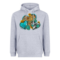 Heather Grey western turquoise hearts Heavyweight Hoodie - Zillion Design Studio