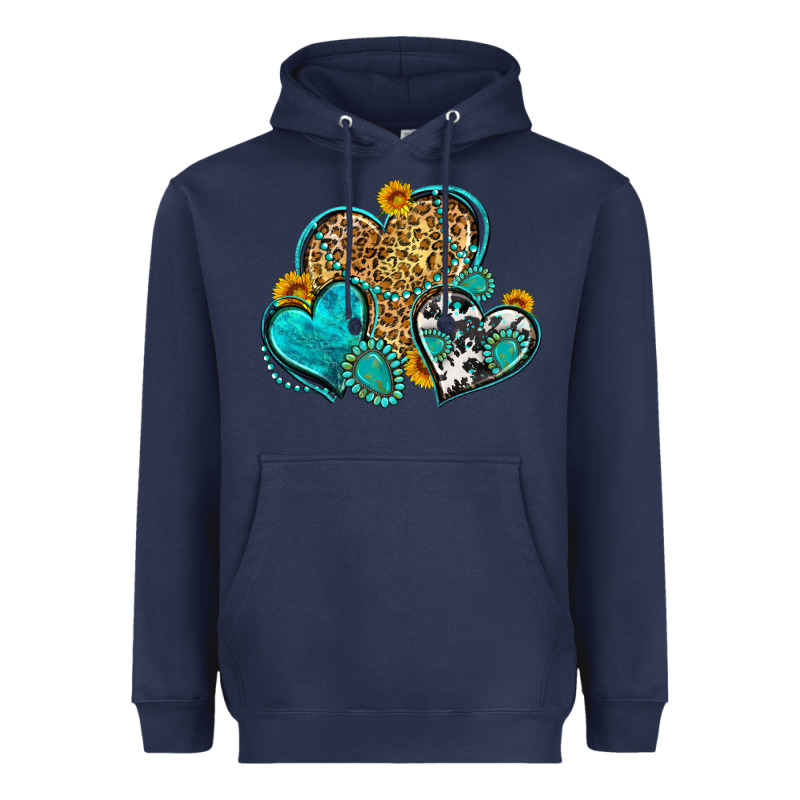 Western Turquoise Hearts Heavyweight Hoodie by Zillion Design Studio | Teevron