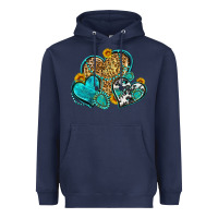 Navy western turquoise hearts Heavyweight Hoodie - Zillion Design Studio