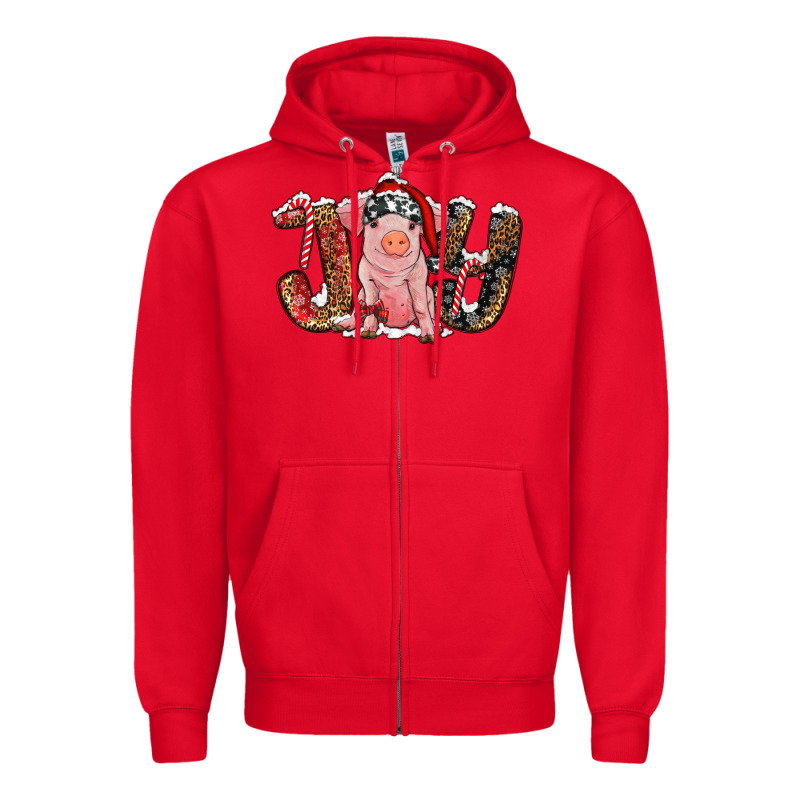 Christmas Joy With Pig Zipper Hoodie by RanaPortraitStore | Teevron