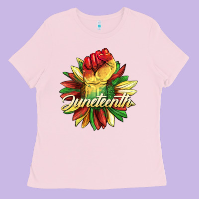 Juneteenth Fist Sunflower Ladies Tee Designed By Barkaloodesign