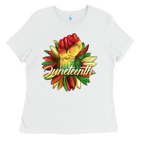 White juneteenth fist sunflower Ladies Tee - BarkalooDesign