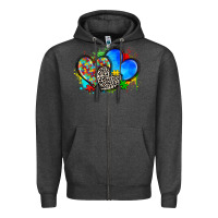 Charcoal Heather autism hearts Zipper Hoodie - Zillion Design Studio