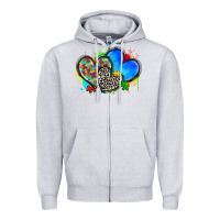 Heather Grey autism hearts Zipper Hoodie - Zillion Design Studio