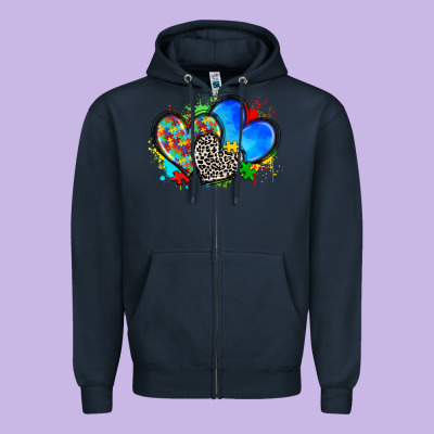 Autism Hearts Zipper Hoodie Designed By Zillion Design Studio