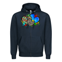 Navy autism hearts Zipper Hoodie - Zillion Design Studio