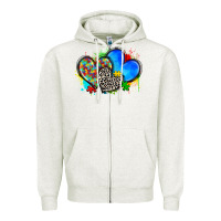 Oatmeal Heather autism hearts Zipper Hoodie - Zillion Design Studio