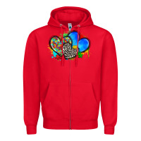 Red autism hearts Zipper Hoodie - Zillion Design Studio