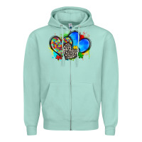 Seafoam autism hearts Zipper Hoodie - Zillion Design Studio