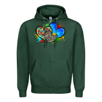 Sports Green autism hearts Zipper Hoodie - Zillion Design Studio