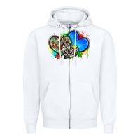 White autism hearts Zipper Hoodie - Zillion Design Studio
