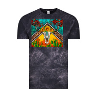 Cloud Black western sunflowers longhorn bull skull Vintage Tee - Artiststas